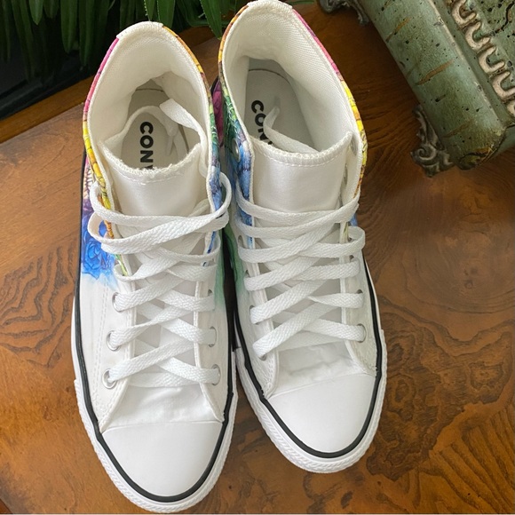 Converse Chuck Taylor All Star High Top Skull and Roses Sneakers - Picture 4 of 9